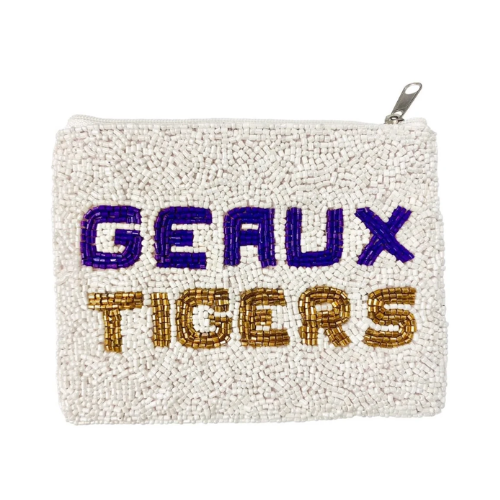 LSU Geaux Tigers Beaded Coin Purse/Pouch