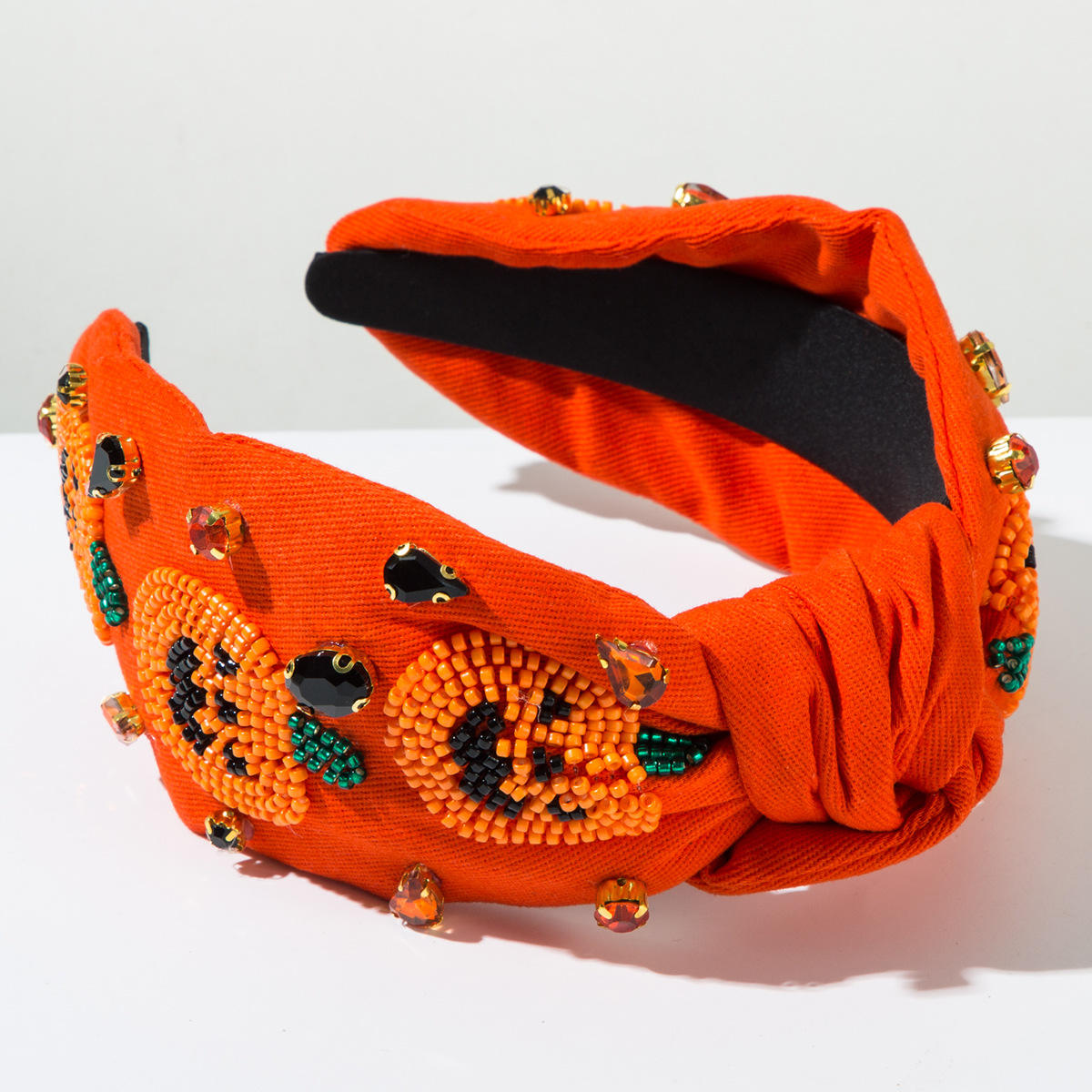 Pumpkin Embellished Halloween Beaded Headband Festive Costume Hair Accessory