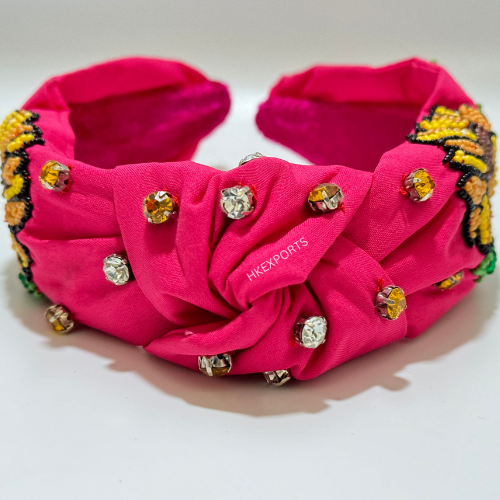Pink Blossom Bloom Handmade Beaded Sunflower Headband