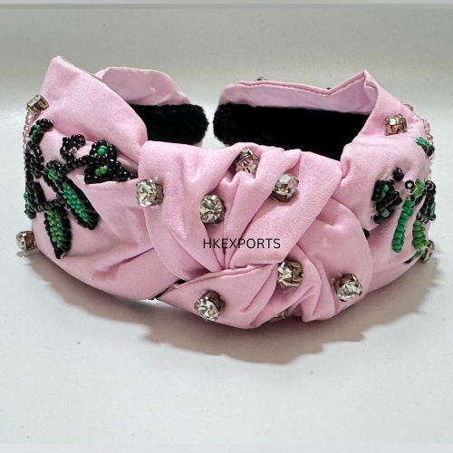 Luxe Bloom Handmade Light Pink Flower Beaded Headband