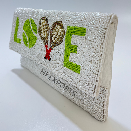 Chic Tennis Love Beaded Purses: Sporty Elegance for Badminton Enthusiasts