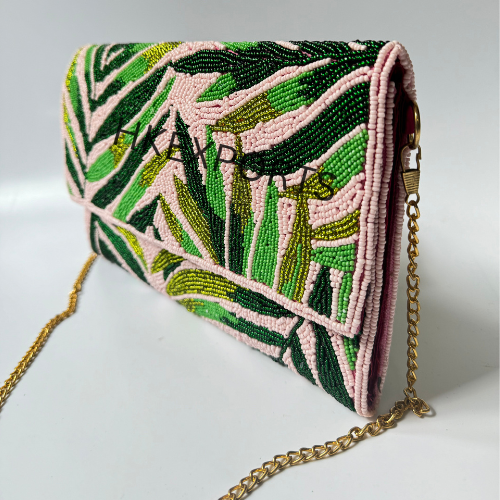 Bohemian Elegance Leafs Beaded Purse – Nature-Inspired Statement Accessory