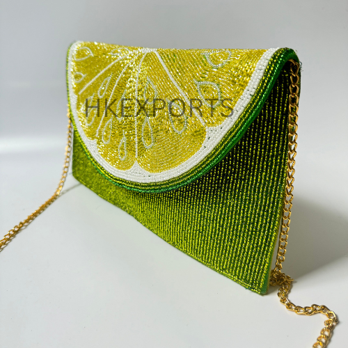 Lemon-Inspired Bohemian Chic Beaded Purse
