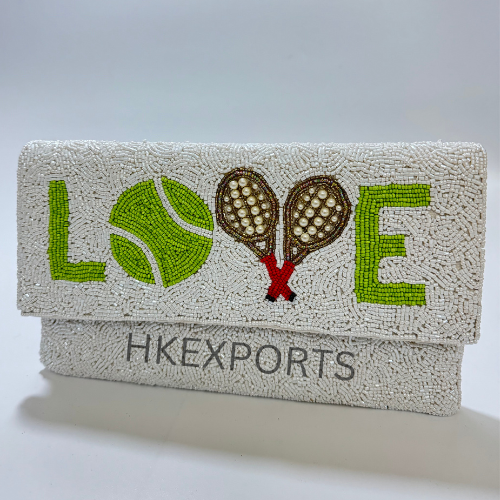 Chic Tennis Love Beaded Purses: Sporty Elegance for Badminton Enthusiasts