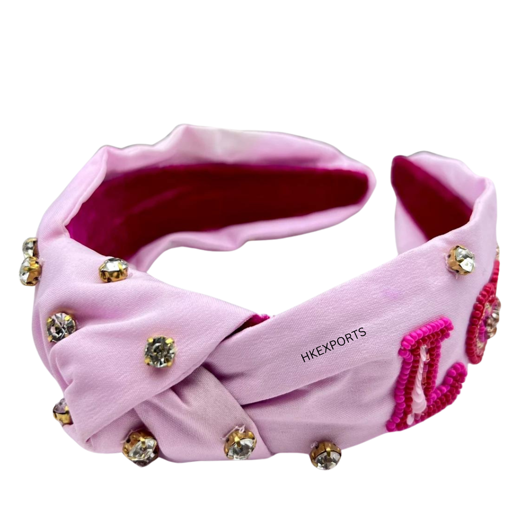 Celebrate Love in Pink with this Valentine's Day Beaded Headband - Romantic Accessory for a Stylish Affair