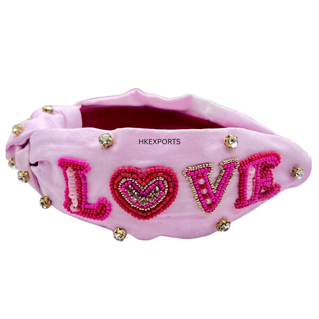 Celebrate Love in Pink with this Valentine's Day Beaded Headband - Romantic Accessory for a Stylish Affair