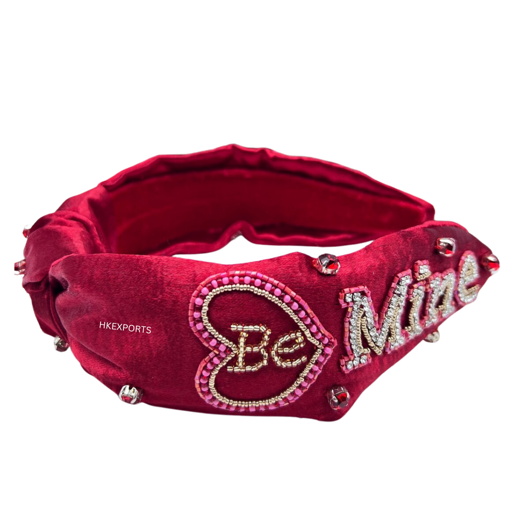 Be Mine Valentine's Day Beaded Headband - Romantic Accessory for a Heartfelt Celebration