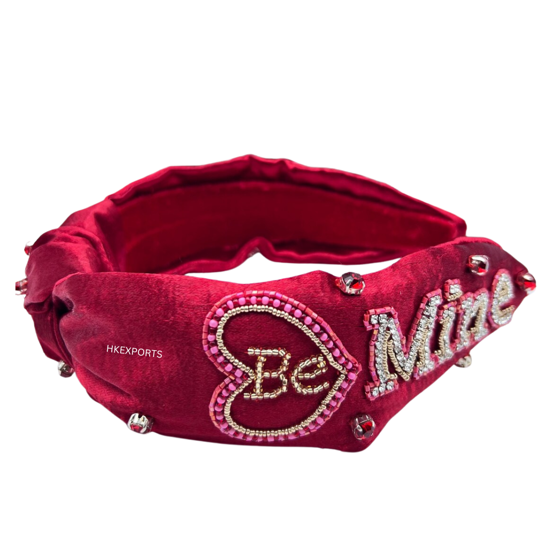 Be Mine Valentine's Day Beaded Headband - Romantic Accessory for a Heartfelt Celebration