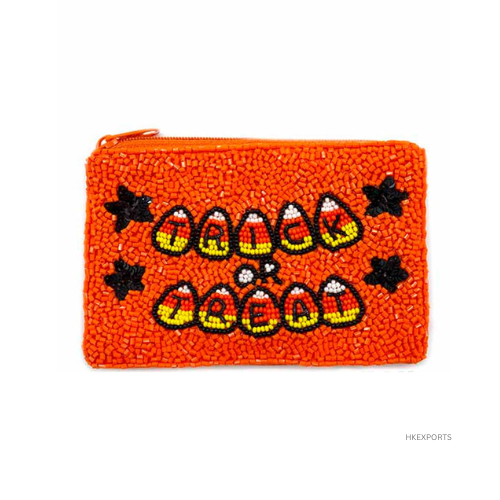 TRICK OR TREAT Halloween Beaded Coin Purse