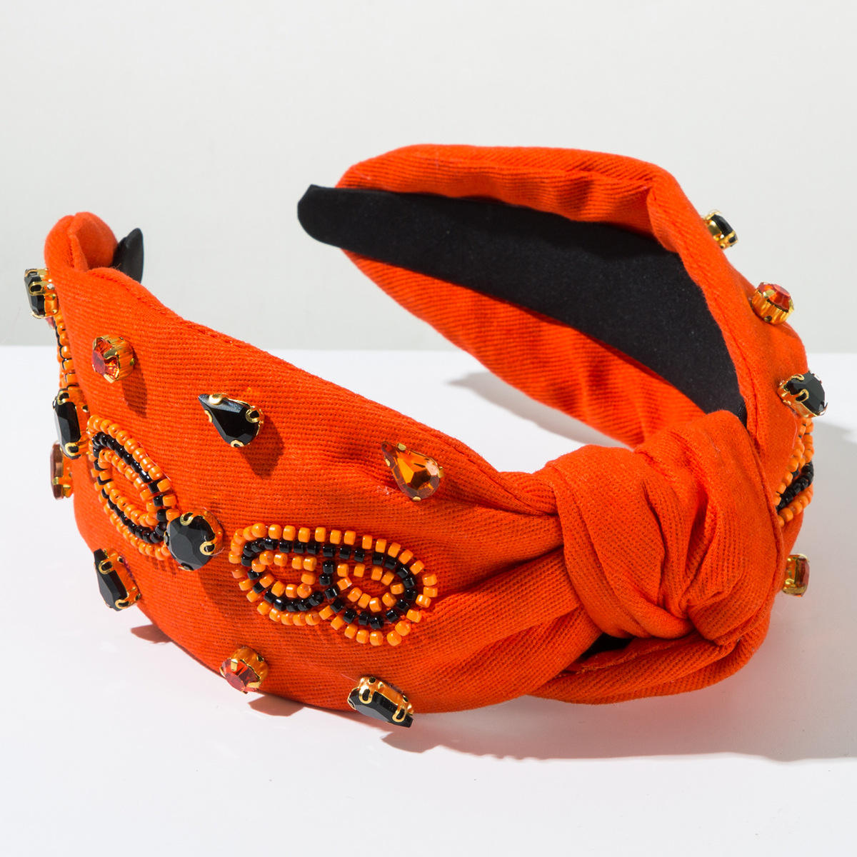 Halloween "BOO" Knotted Beaded Headband, Festive Hair Accessory for Spooky Season