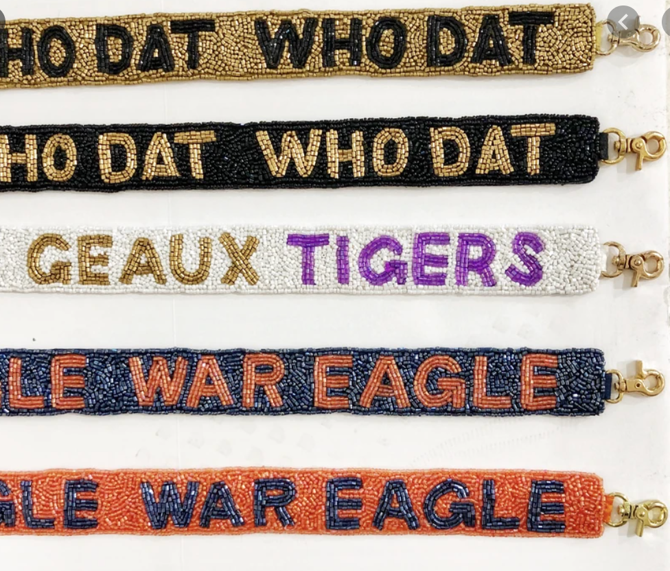 WHO DAT, WAR EAGLE, GEAUX TIGERS Gameday Beaded Strap Collection