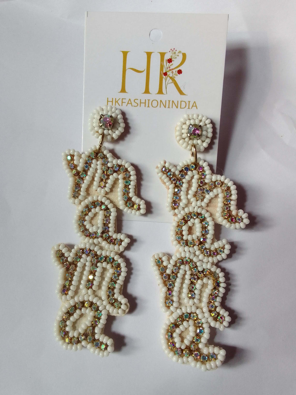 Handcrafted MAMA Beaded Earrings