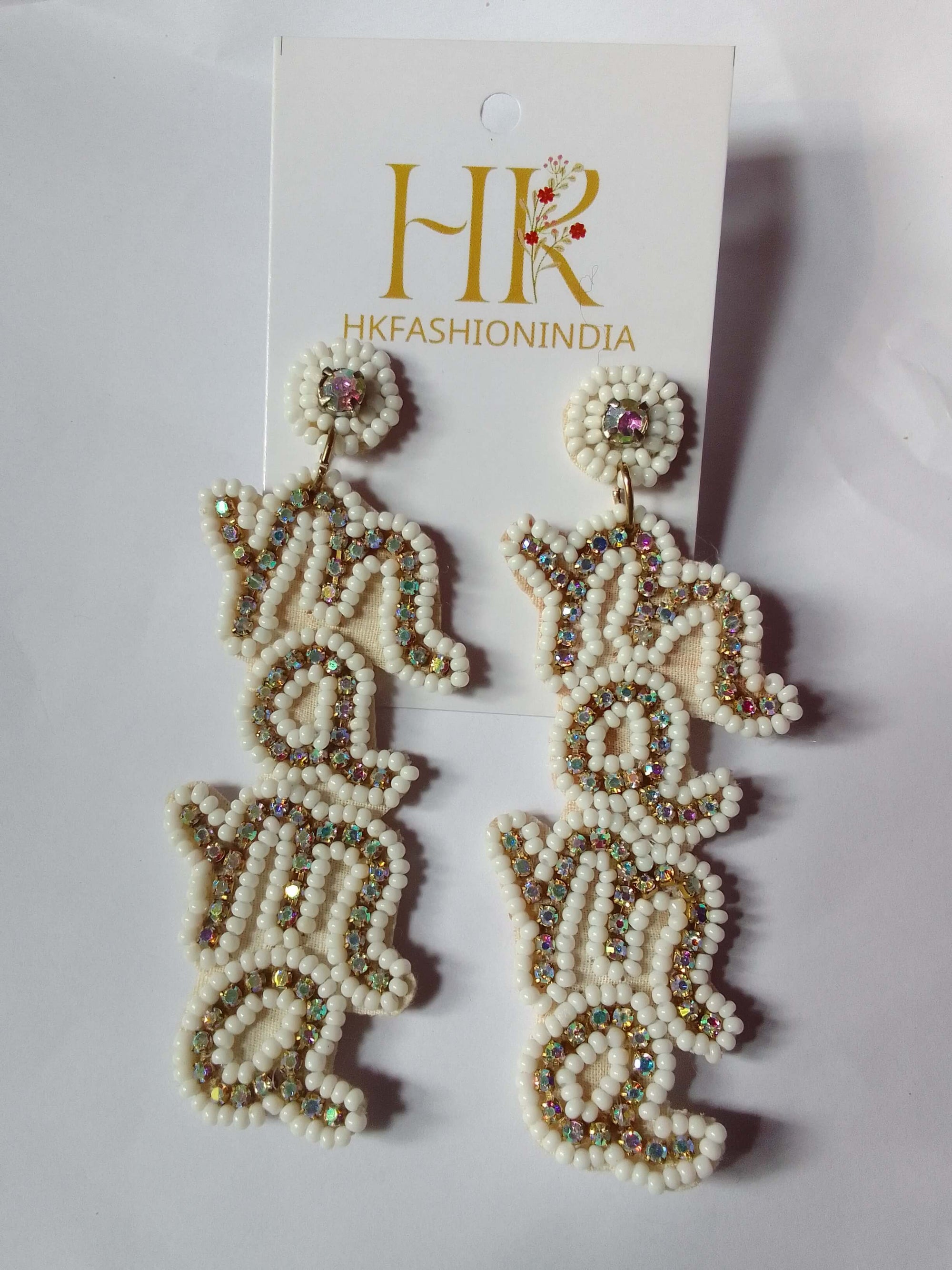 Handcrafted MAMA Beaded Earrings