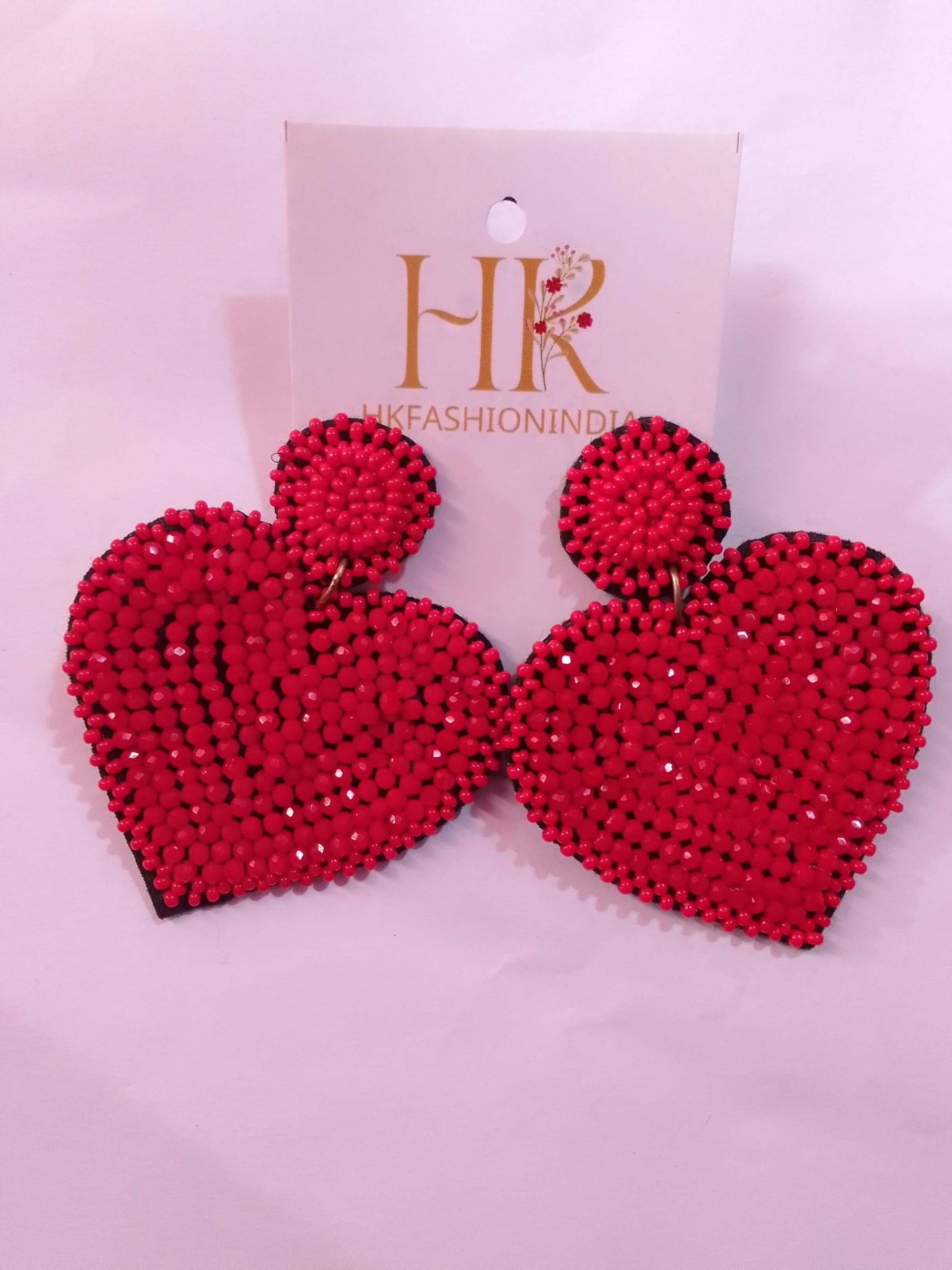 Handcrafted Red Heart-Shaped Valentine Beaded Earrings for Unforgettable Love Moments