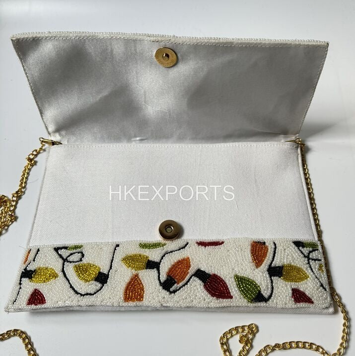 Multicolor Christmas Light Beaded Clutch
