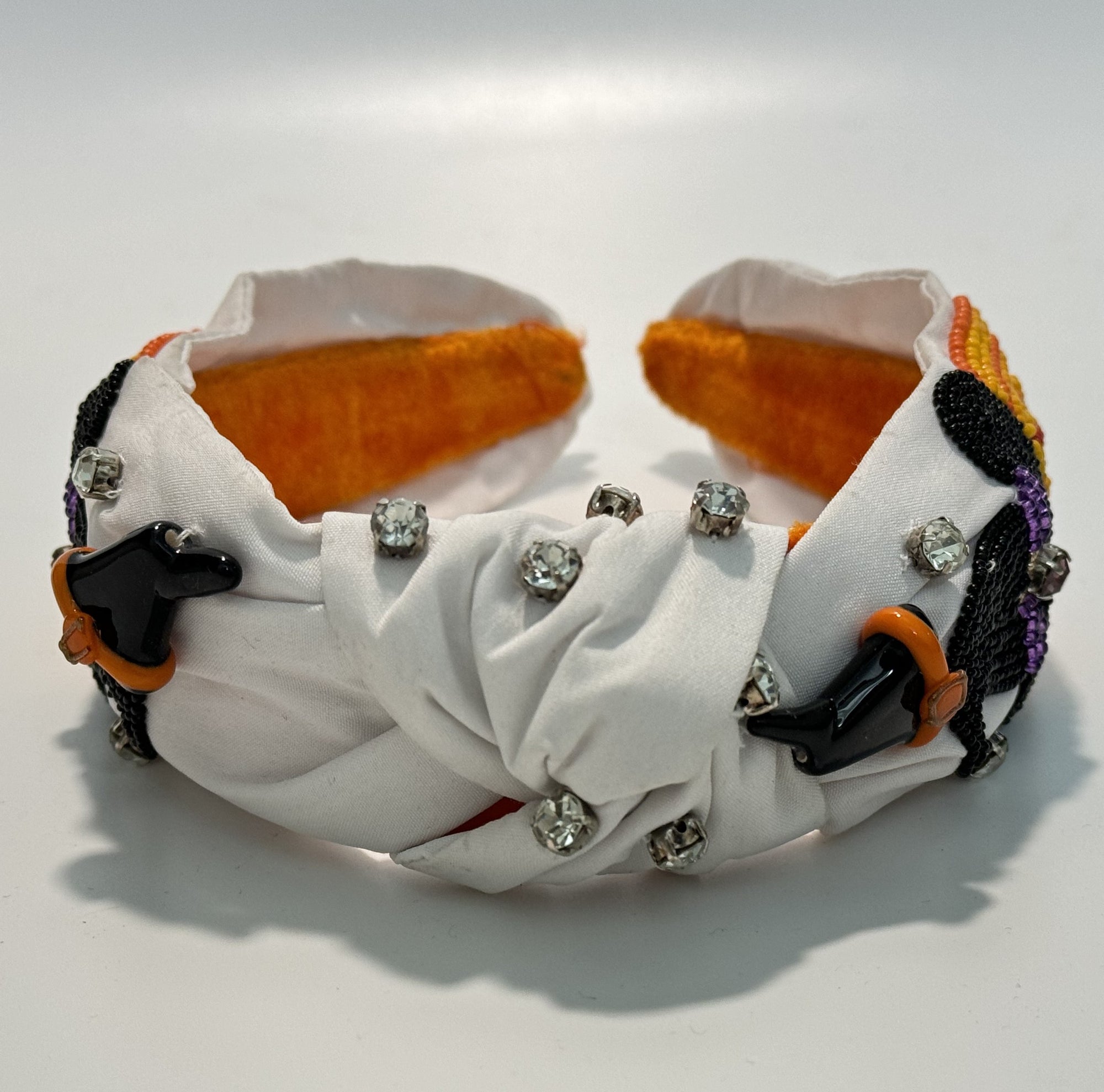 Spooky Halloween Pumpkin black and Orange Beaded Headband