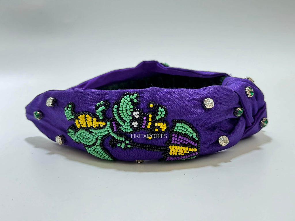 Ferocious Fun! Snag This Snazzy Mardi Gras Crocodile Beaded Headband