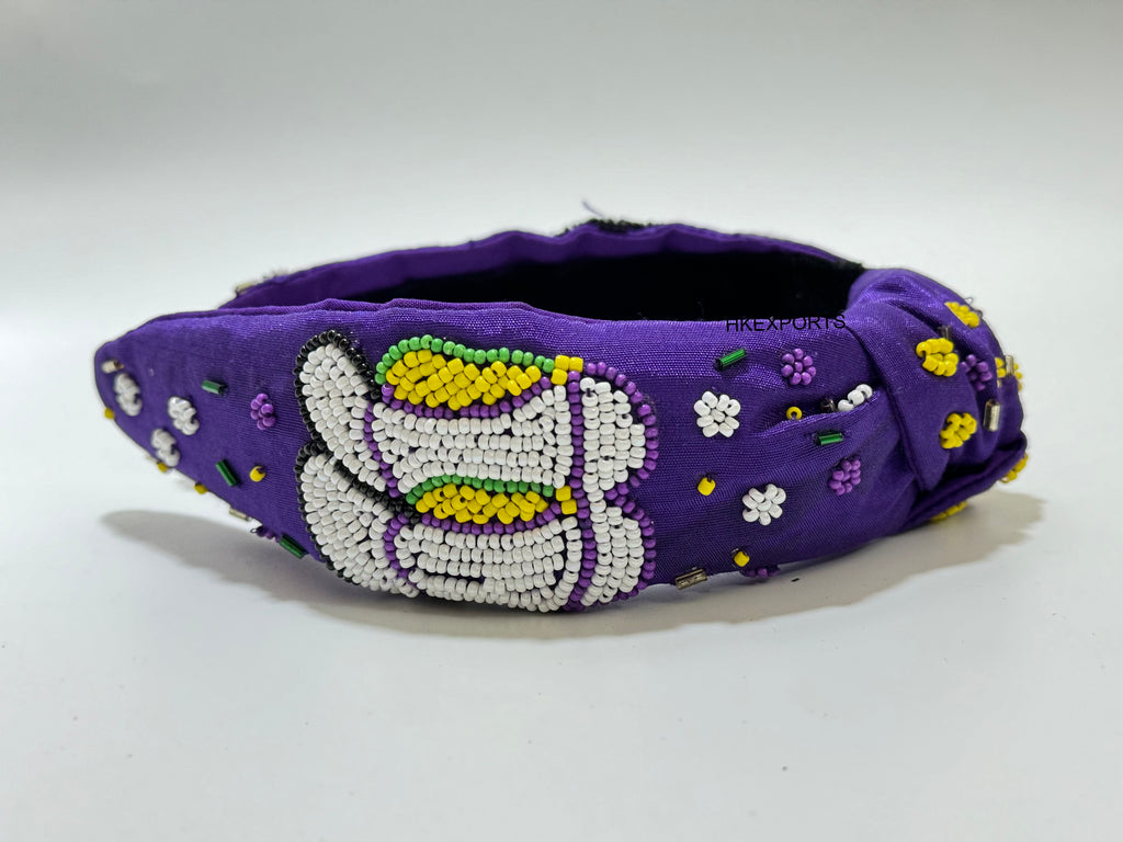 Mardi Gras Marching Boot Beaded Headband: Step Out in Style This Fat Tuesday!