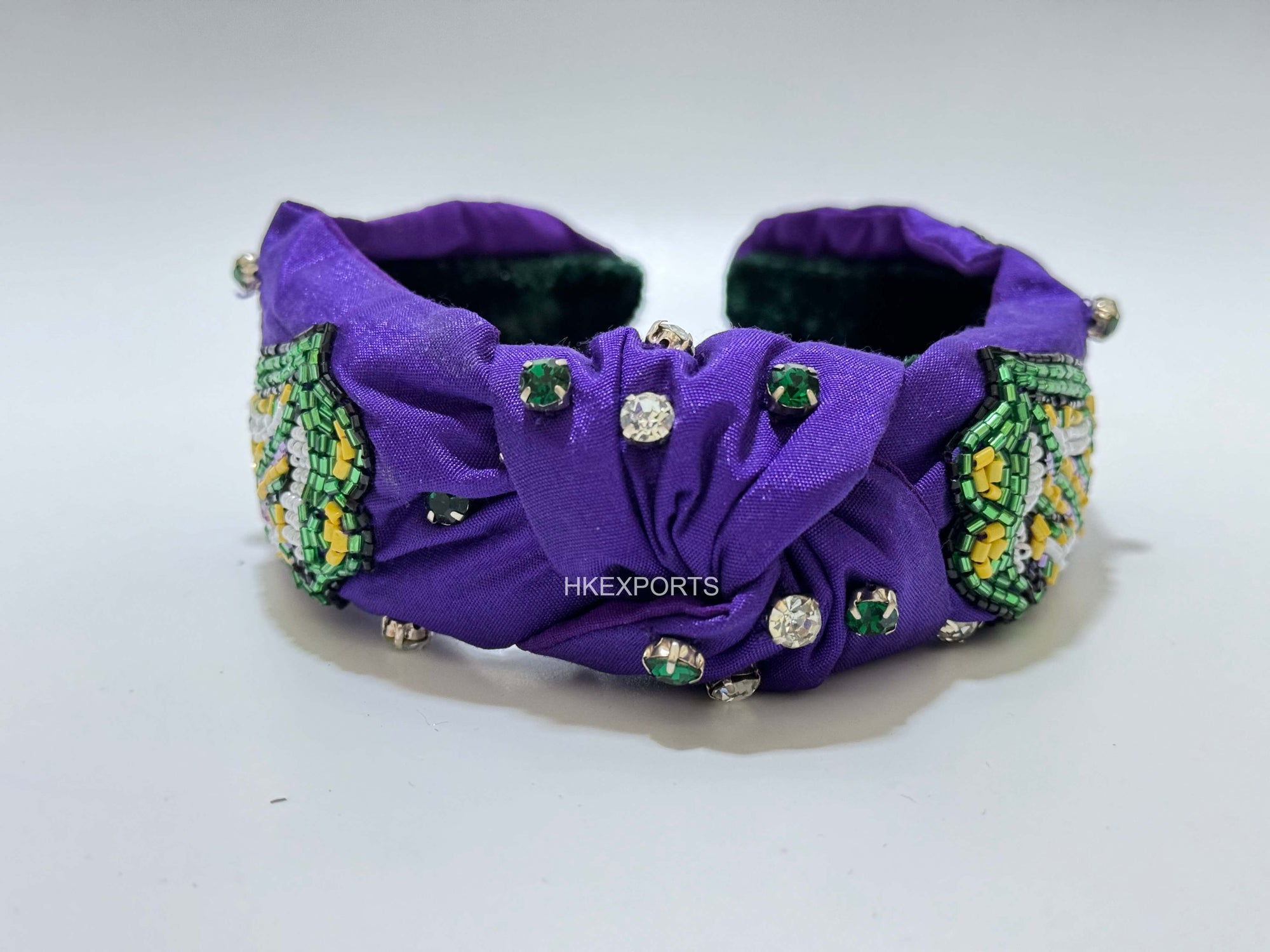 Mardi Gras Splendor Beaded Headband: Handcrafted Elegance for Carnival Revelry