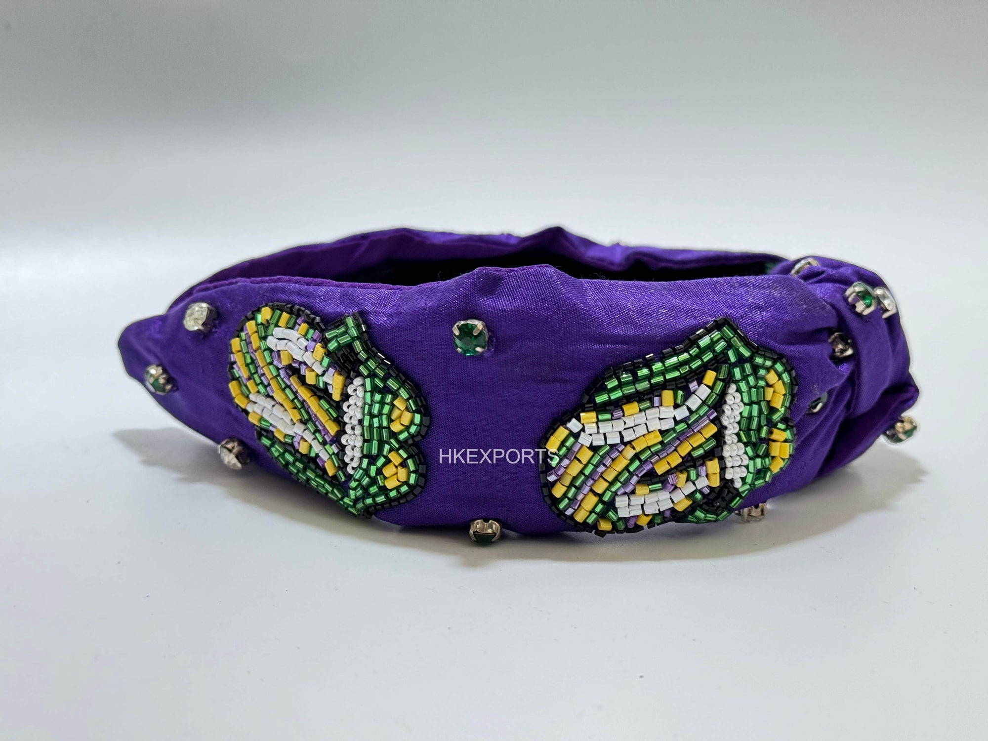 Mardi Gras Splendor Beaded Headband: Handcrafted Elegance for Carnival Revelry