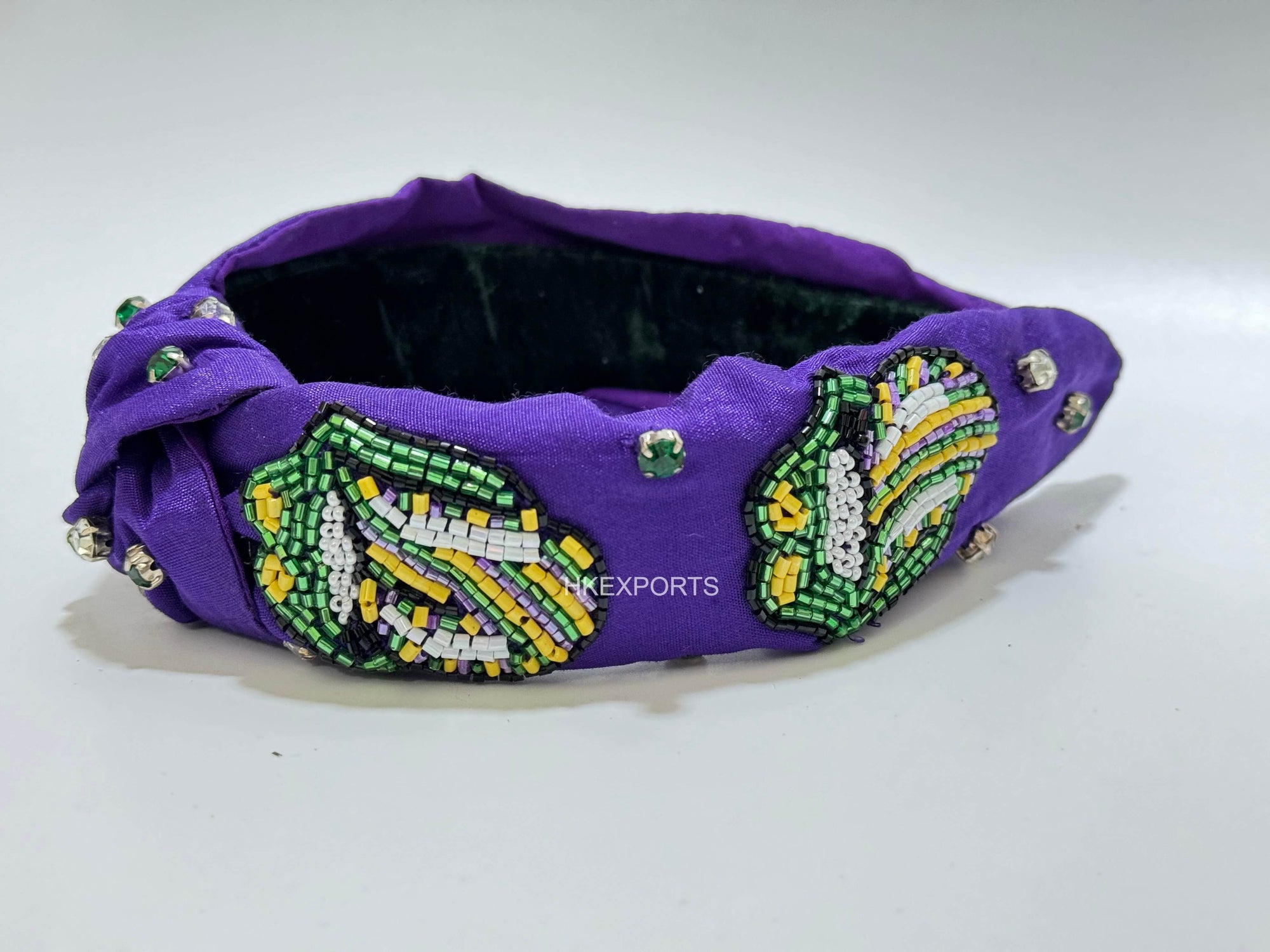 Mardi Gras Splendor Beaded Headband: Handcrafted Elegance for Carnival Revelry