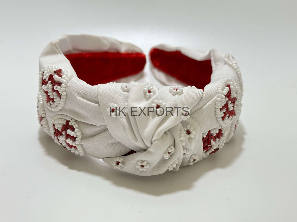 Top Knot Beaded Baseball Gameday Headband