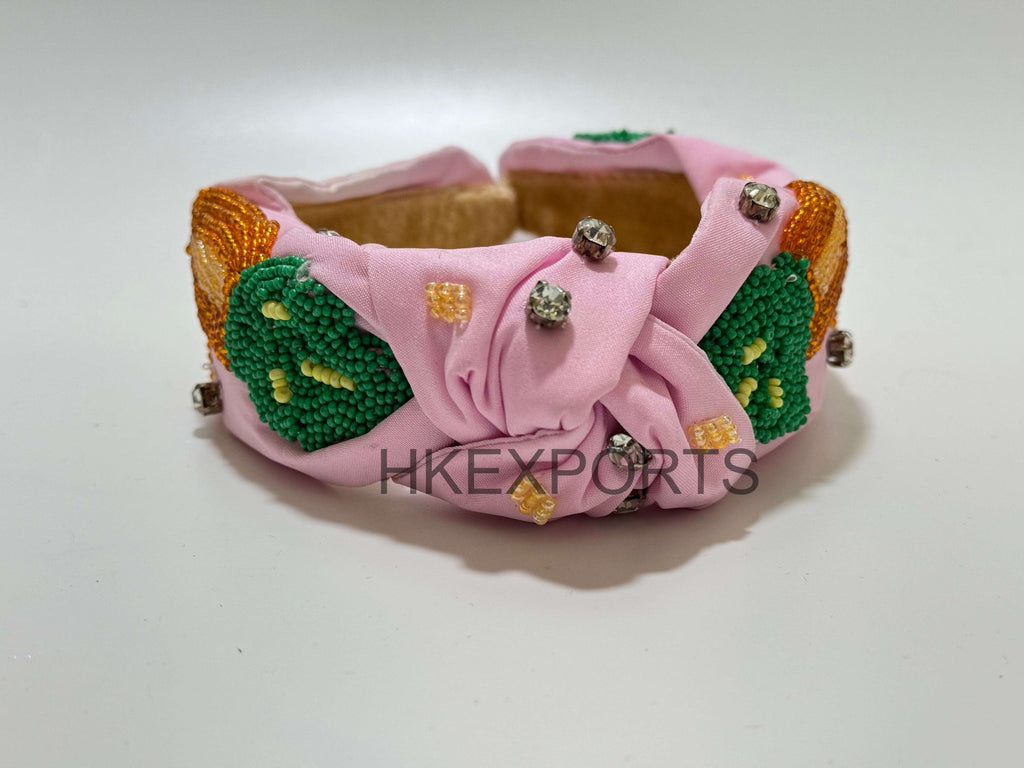 Harvest Bloom Carrot Beaded Headband – A Chic Garden-Inspired Accessory