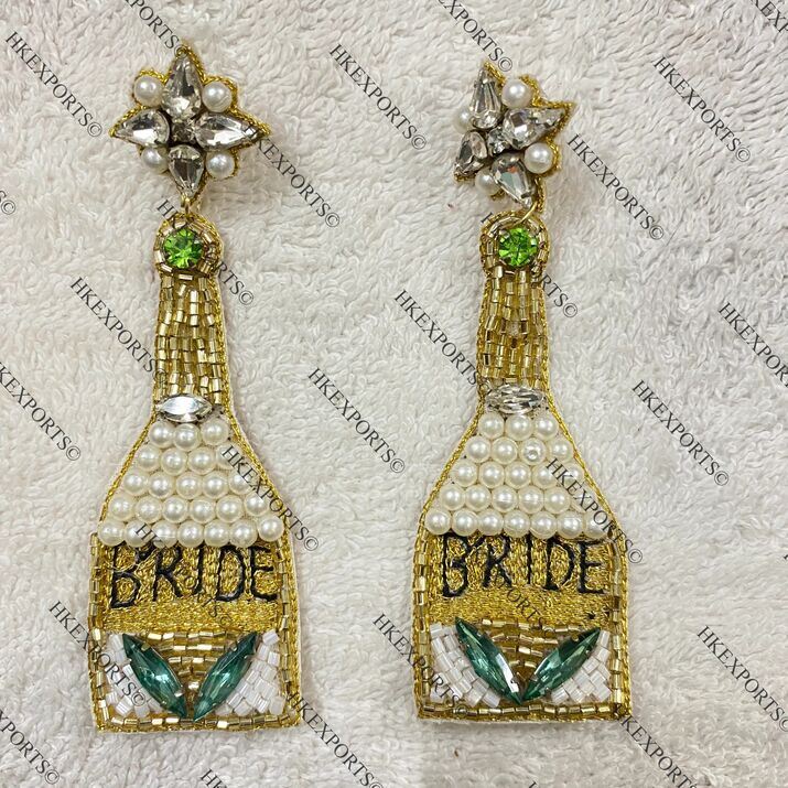 Champagne Bride Multicolor Beaded Earrings
