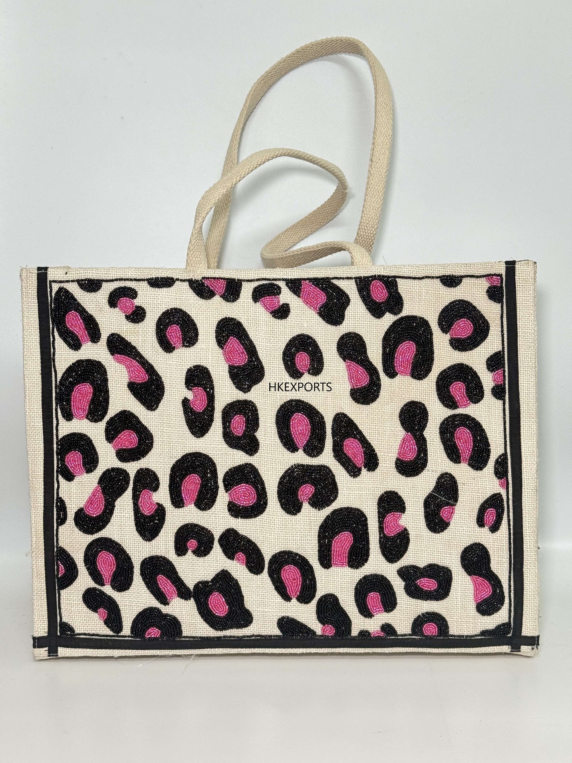 Purrfectly Glam: Pink and Black Leopard Print Tote Bag – A Stylish Blend of Wild Charm and Modern Elegance