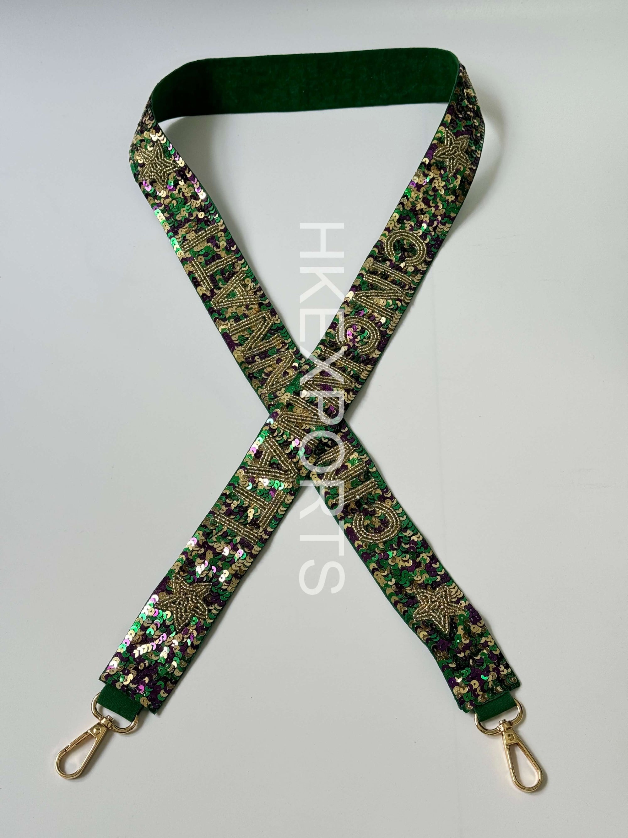 Cincinnati Glamour: Green and Gold Sequin Crossbody Strap for Fashionable Urban Adventures
