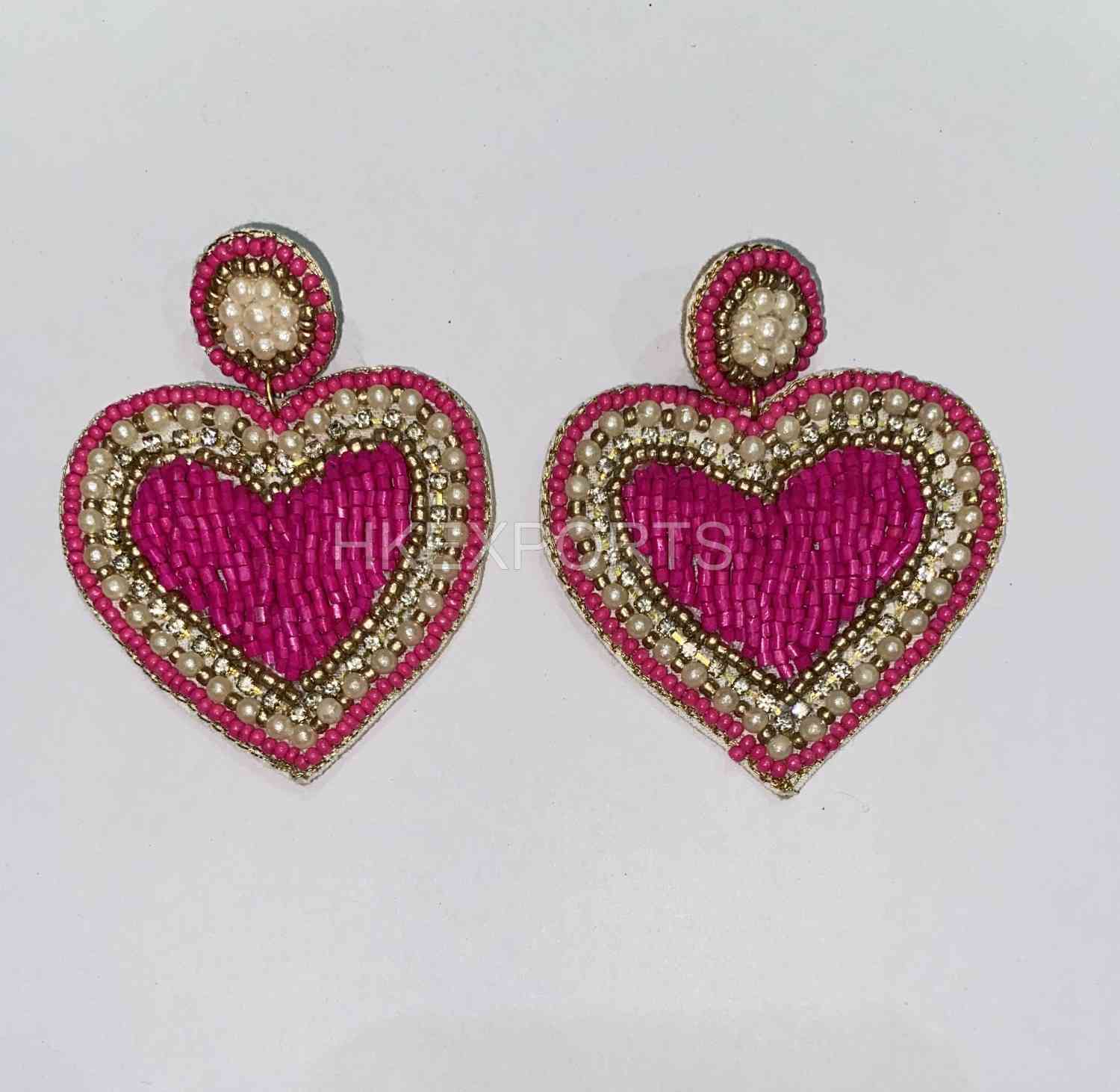 Pink Valentine Beaded Earrings