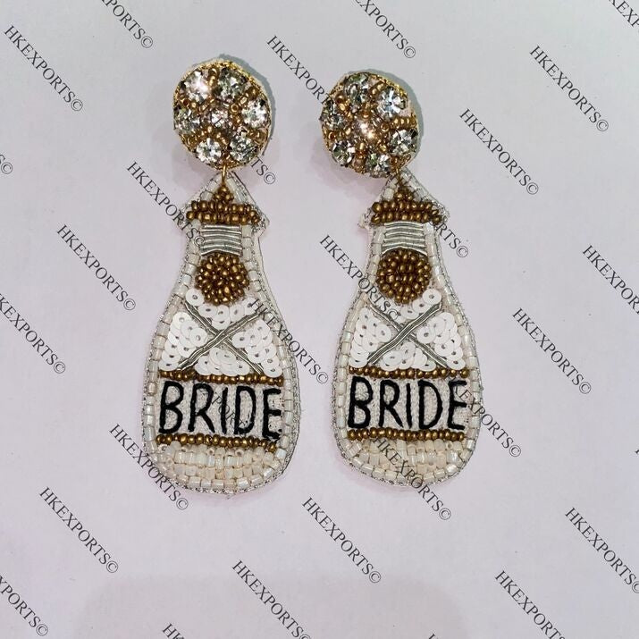 Champagne Bridal Beaded Earrings