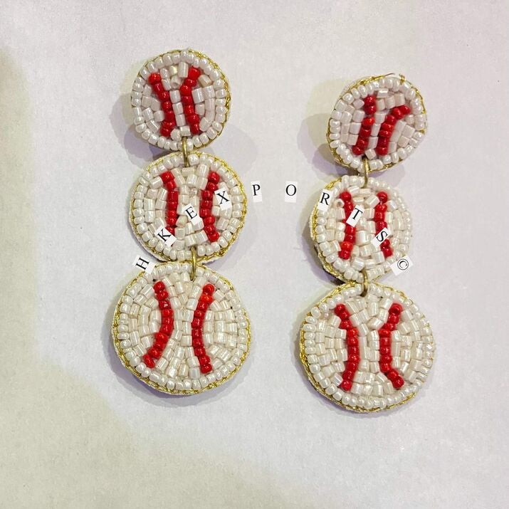 vibrant Baseball Gameday Beaded Earrings