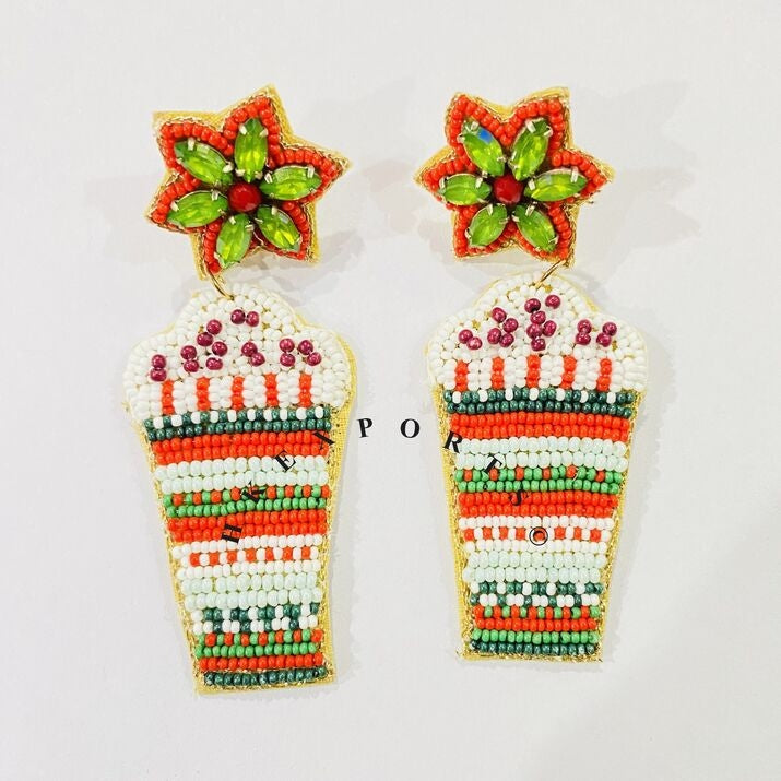 Hot Cocoa Beaded Earrings Christmas Holiday Earrings
