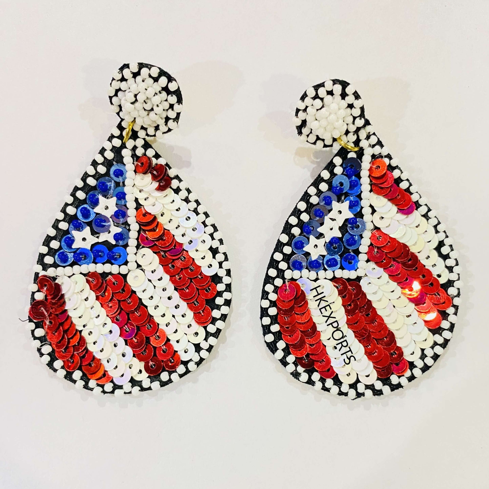 Sparkling Stars Patriotic 4th of July Sequin Earrings