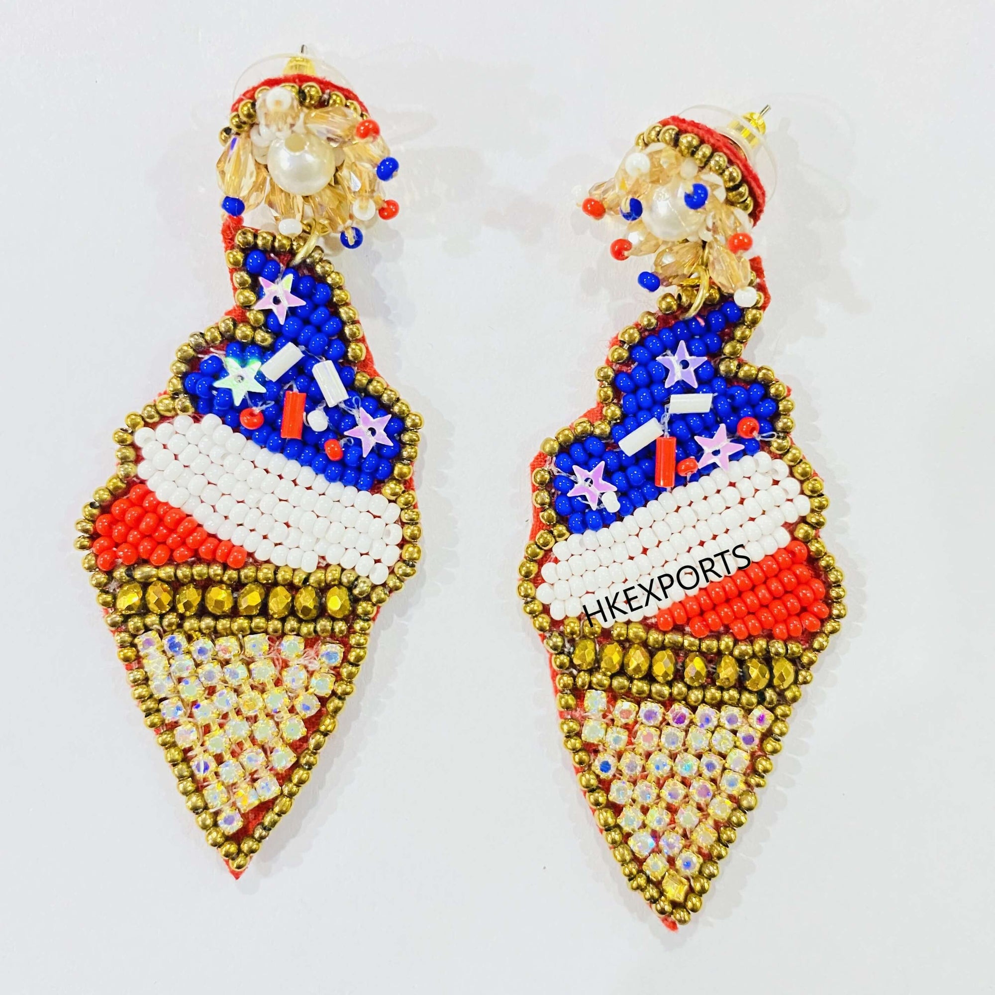 Patriotic 4th of July Beaded Earrings