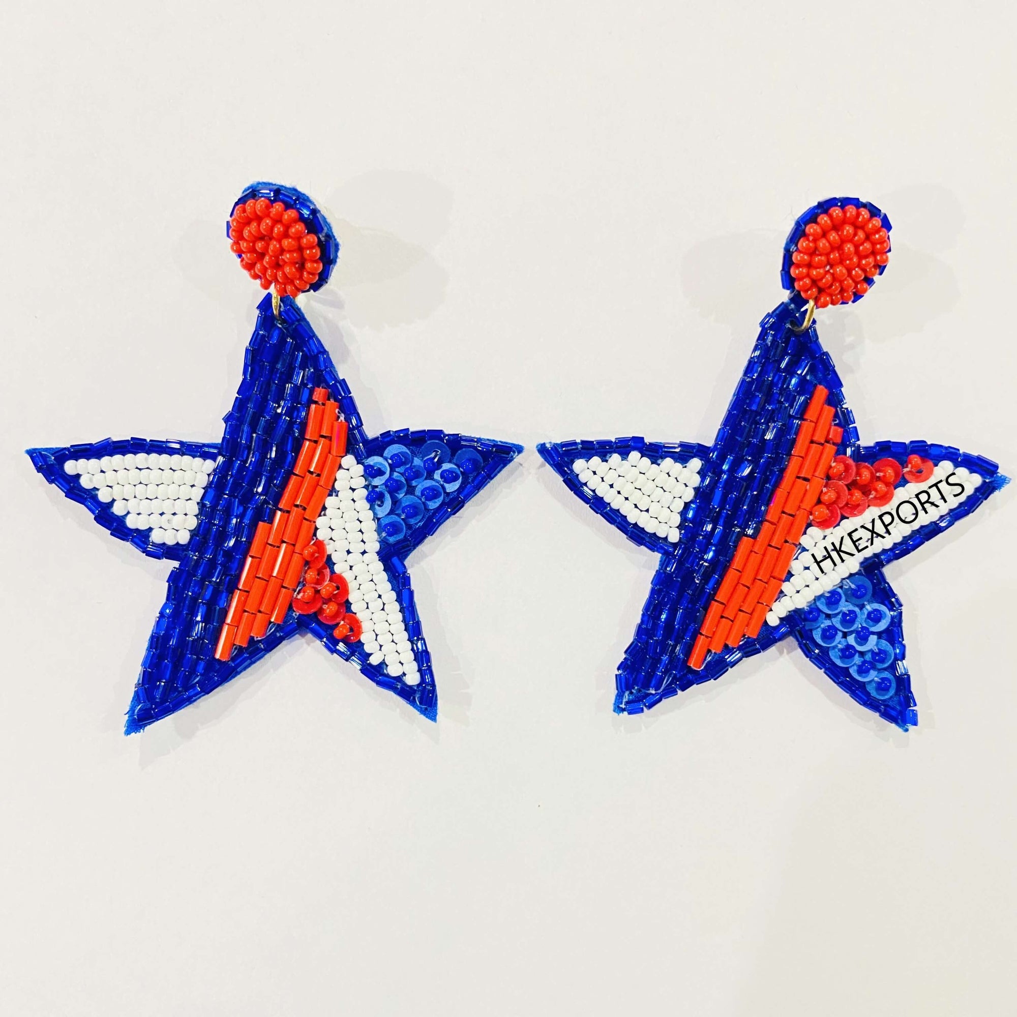 Stylish 4th of July Patriotic Beaded Earrings