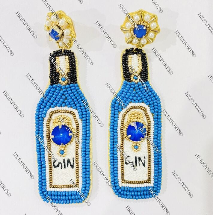 Beaded Holiday Gin Drink Earrings