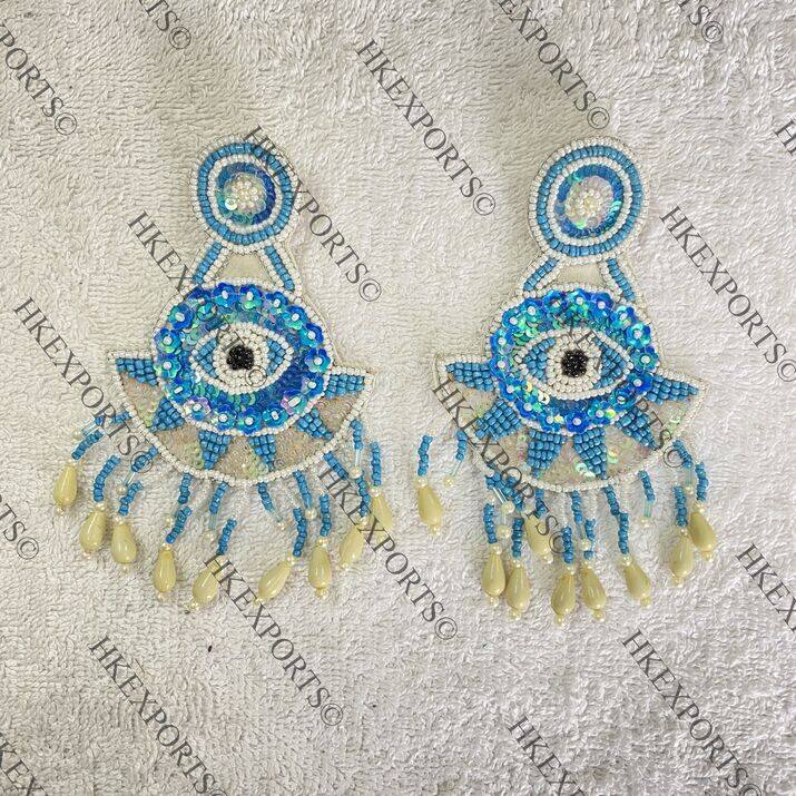 Handcrafted Evil Eye Beaded Earrings Protective Boho Jewelry