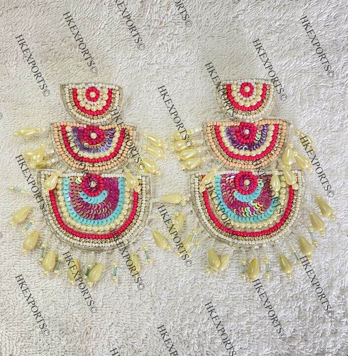 Pink Bohemian Chic Beaded Earrings
