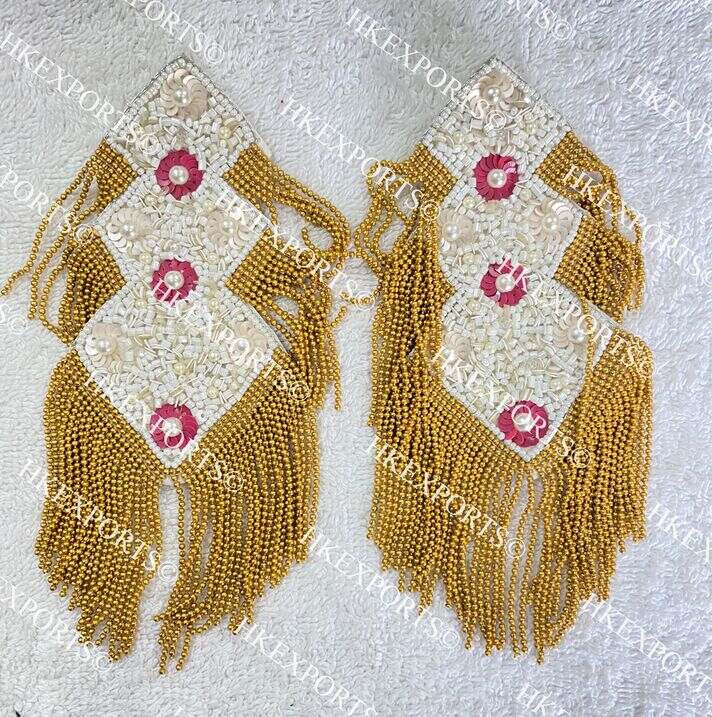 Bohemian Chic Gold and White Beaded Earrings