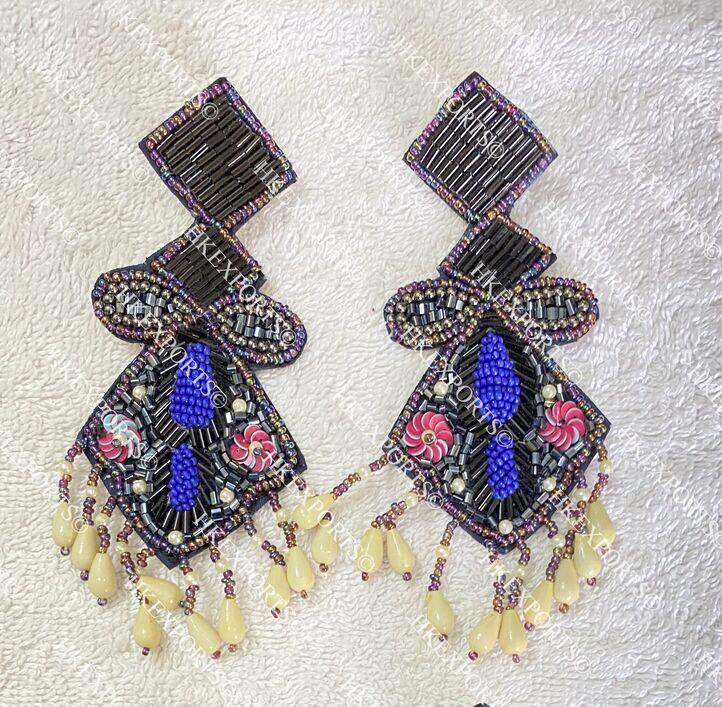 Black Bohemian Beaded Earrings