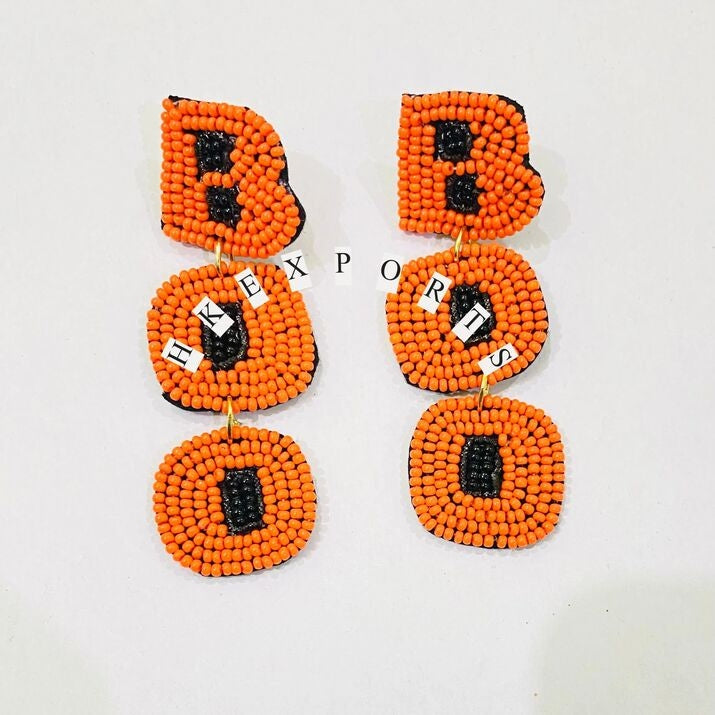 BOO Halloween Beaded Earrings