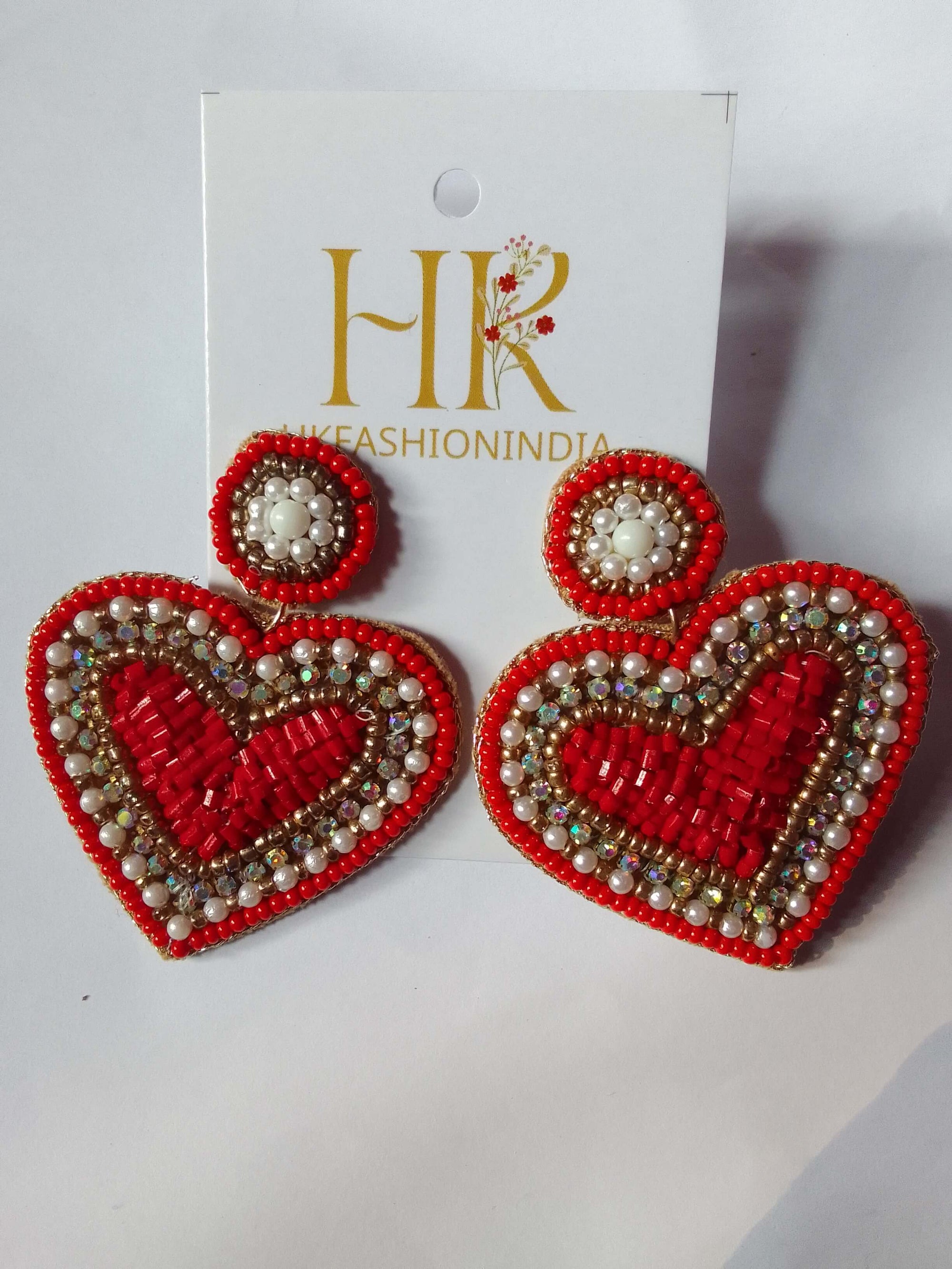 Passion Ignites This Valentine's Day Fiery Red Beaded Heart Earrings