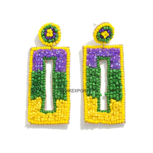 Elegant Mardi Gras Beaded Earrings: Embrace Festive Splendor with Grace!