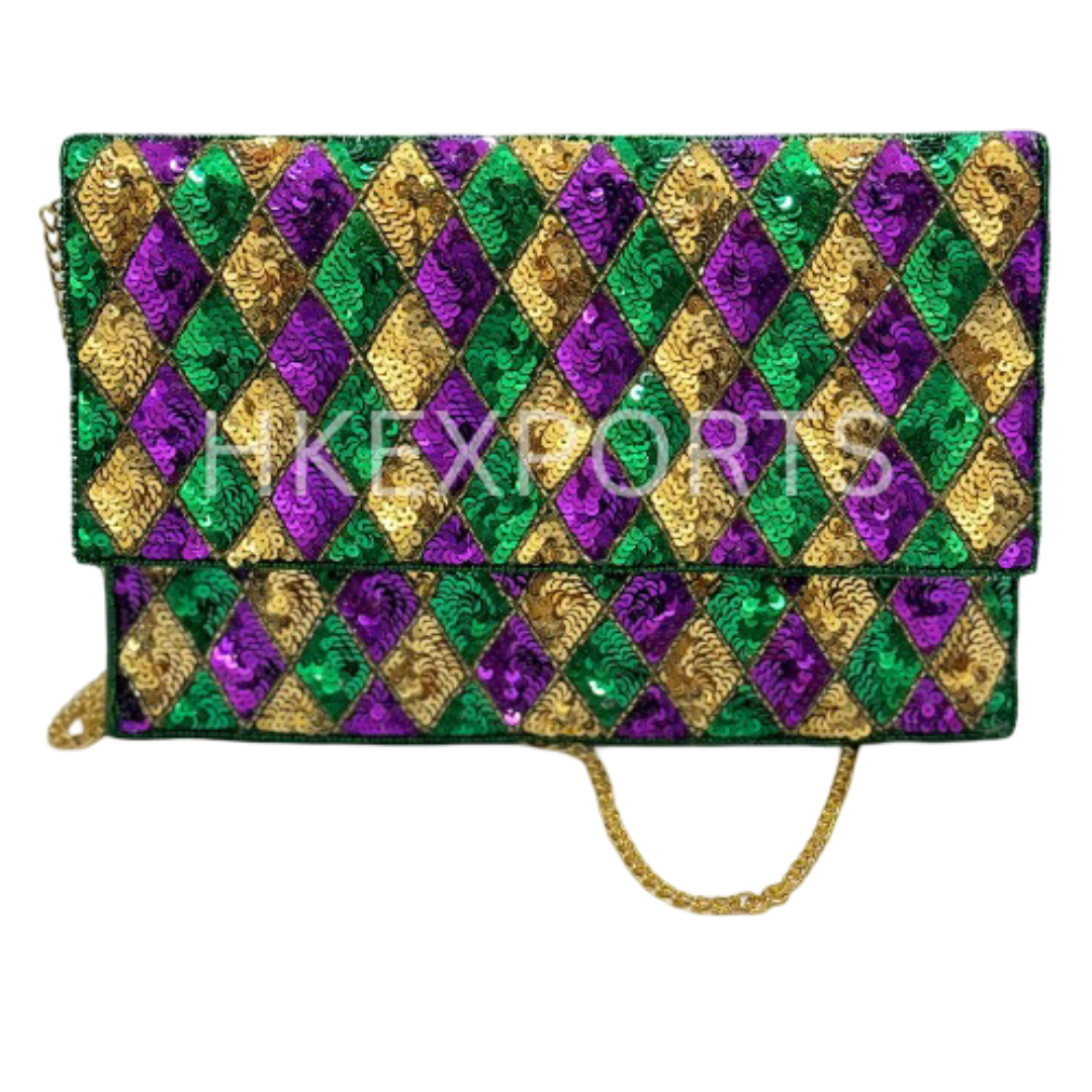 Enchanting Elegance Mardi Gras Beaded Purse A Symphony of Colors and Style