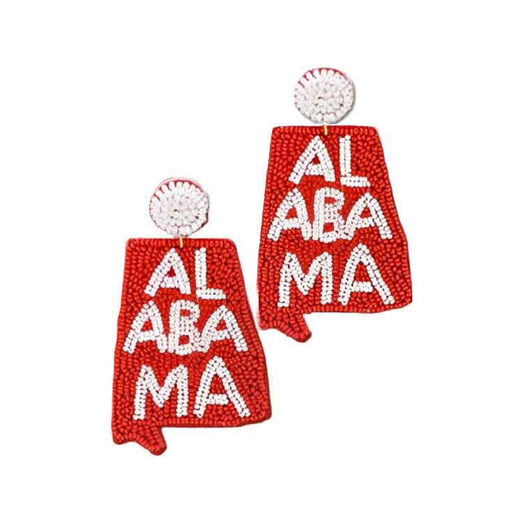Crimson Tide Gameday Glam: Handcrafted Beaded Earrings for University of Alabama Fans