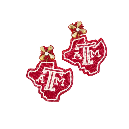 Aggie Spirit Shines: Handcrafted Beaded Earrings for Texas A&M Gameday