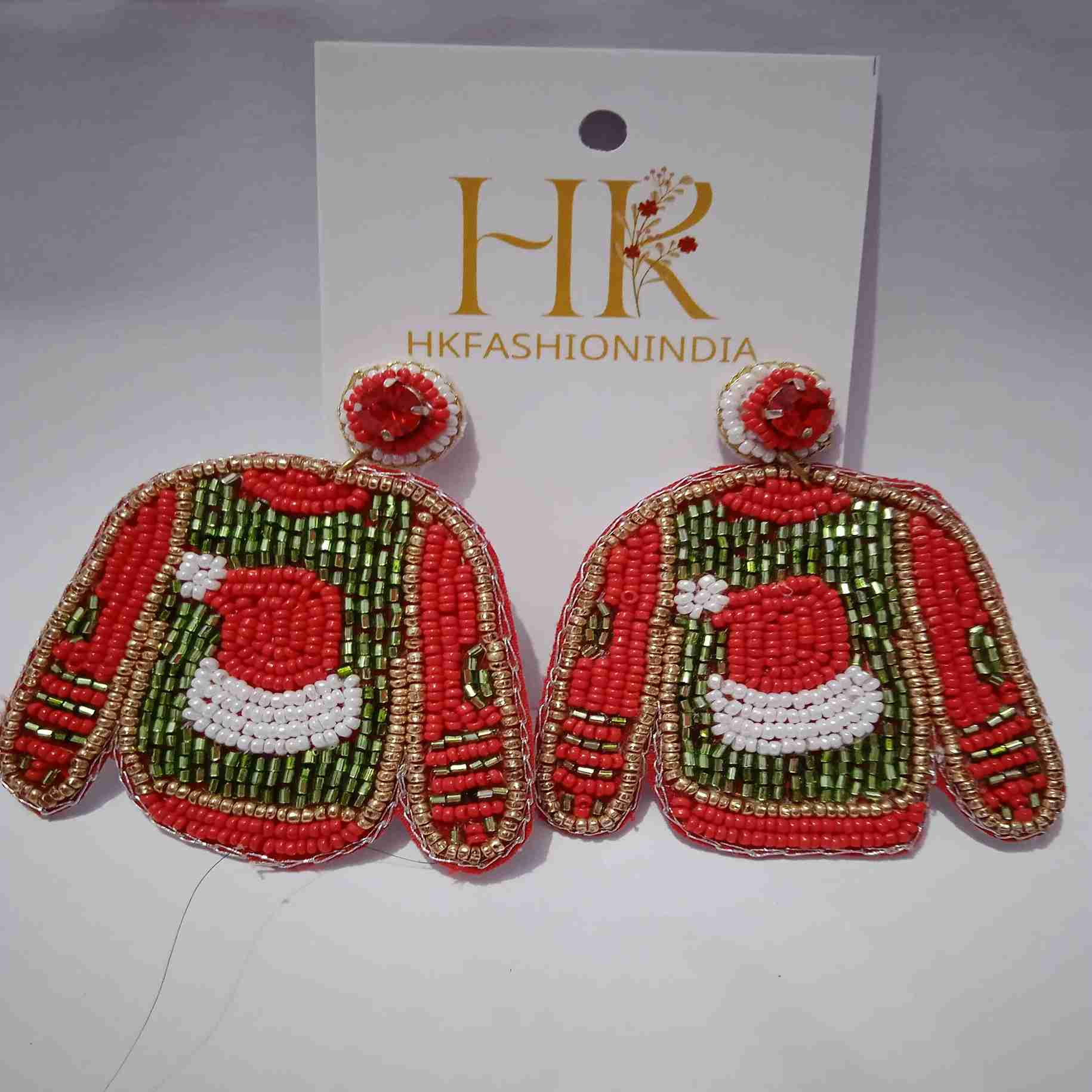 Handmade Ugly Christmas Sweater Beaded Earrings