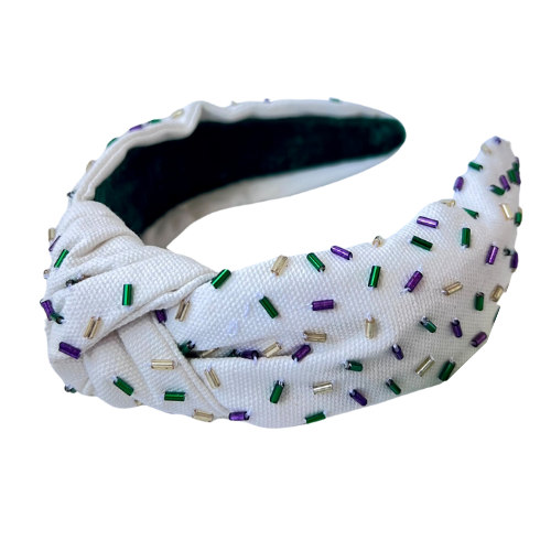 Sparkling Green and Gold Glitter Beaded Headband for St. Patrick's Day Celebration